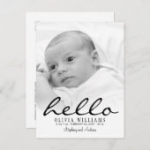シンプルモダンHelloベビー誕生写真はがき 案内ポストカード (正面/裏面)