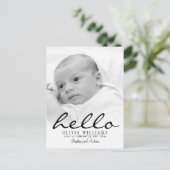 シンプルモダンHelloベビー誕生写真はがき 案内ポストカード (スタンド正面)