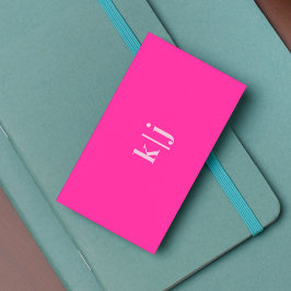 シンプルモダンHot Pink Monogram QRコード 名刺