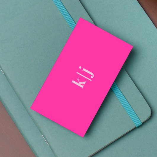 シンプルモダンHot Pink Monogram QRコード 名刺