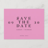 シンプルモダンHot Pink Wedding Save The Date ポストカード (正面)