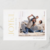 シンプルモダンJoyful Family Photo Christmas金ゴールド 箔シーズンカード (正面)