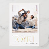 シンプルモダンJoyful Family Photo Christmas金ゴールド 箔シーズンカード (正面)