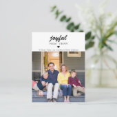 シンプルモダンJoyful Happy New Yearハート写真 ポストカード (スタンド正面)