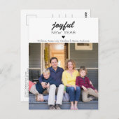 シンプルモダンJoyful Happy New Yearハート写真 ポストカード (正面/裏面)