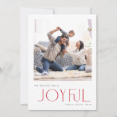 シンプルモダンJoyful Red Family Photo Christmas シーズンカード (正面)