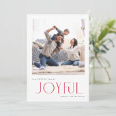 シンプルモダンJoyful Red Family Photo Christmas シーズンカード (スタンド正面)