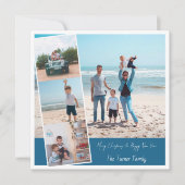 シンプルモダンMerry Christmas Blue White Photo シーズンカード (正面)