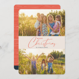 シンプルモダンMerry Christmas Coral Script Photo シーズンカード