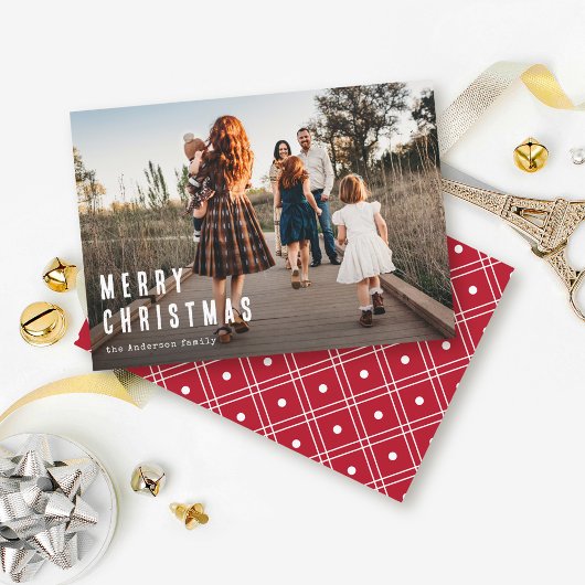 シンプルモダンMerry Christmas Family Photo シーズンカード