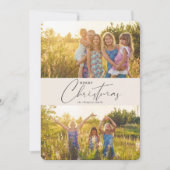 シンプルモダンMerry Christmas Grayスクリプト写真 シーズンカード (正面)