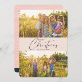 シンプルモダンMerry Christmas Pink Script Photo シーズンカード