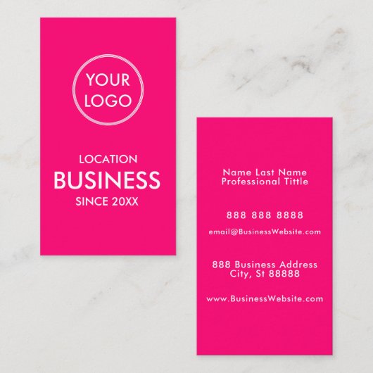 シンプルモダンMinimalist Business Logo Magenta 名刺 (正面/裏面)