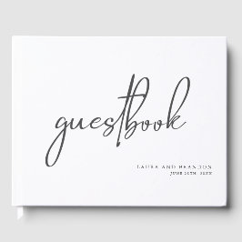 シンプルモダンMinimalist Script結婚のGuest Book ゲストブック