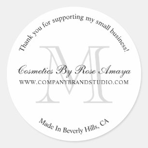 シンプルモダンMonogram Business Thank You Sticker ラウンドシール