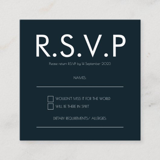 シンプルモダンMoodyフローラウェディングRSVPカード エンクロージャーカード (正面)