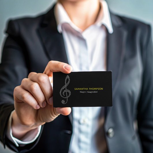 シンプルモダンMusic Noteフルネームとホワイト文字 マグネット名刺