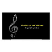シンプルモダンMusic Noteフルネームとホワイト文字 マグネット名刺 (正面)