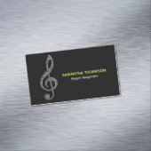 シンプルモダンMusic Noteフルネームとホワイト文字 マグネット名刺 (インサイチュ)