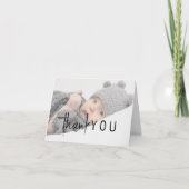 シンプルモダンNeutral Baby Shower折り畳み写真 サンキューカード (正面)