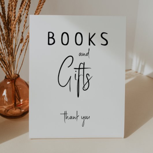 シンプルモダンNeutral Baby Shower Books and Gift 台座サイン