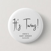 シンプルモダンNeutral Baby Shower It's Twins 缶バッジ (正面)