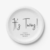 シンプルモダンNeutral It's Twinsベビーシャワー ペーパープレート (正面)