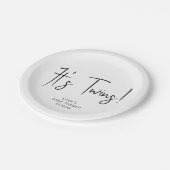 シンプルモダンNeutral It's Twinsベビーシャワー ペーパープレート (アングル)