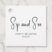 シンプルモダンNeutral SipとSee Baby Shower フェイバータグ (正面)