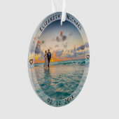 シンプルモダンNewlyweds写真結婚の記念日 オーナメント (正面)