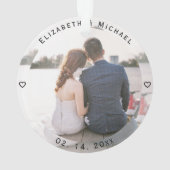 シンプルモダンNewlyweds写真結婚の記念日 オーナメント (裏面)