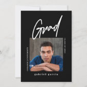 シンプルモダンPhoto Black卒業式パーティー 招待状 (正面)