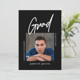 シンプルモダンPhoto Black卒業式パーティー 招待状