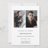 シンプルモダンPhoto Black卒業式パーティー 招待状 (裏面)