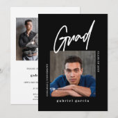 シンプルモダンPhoto Black卒業式パーティー 招待状 (正面/裏面)