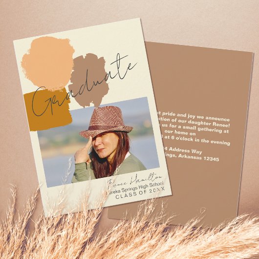 シンプルモダンPhoto Boho Terracotta卒業 案内状