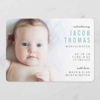 シンプルモダンPhoto Boy Birth Announcement 案内状