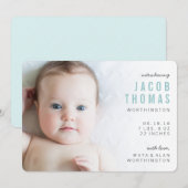 シンプルモダンPhoto Boy Birth Announcement 案内状 (正面/裏面)