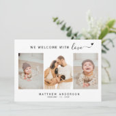 シンプルモダンPhoto Collage新生児ありがとう サンキューカード (スタンド正面)