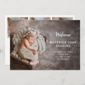 シンプルモダンPhoto Collage男の赤ちゃん生まれたばかりの誕生 案内状 (正面/裏面)