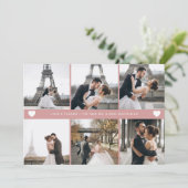 シンプルモダンPhoto Collage赤面ピンク サンキューカード (スタンド正面)