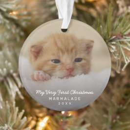 シンプルモダンPhoto Kitten Cat初めてのクリスマス オーナメント