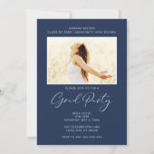 シンプルモダンPhoto Navy Blue Gradation Party 招待状 (裏面)