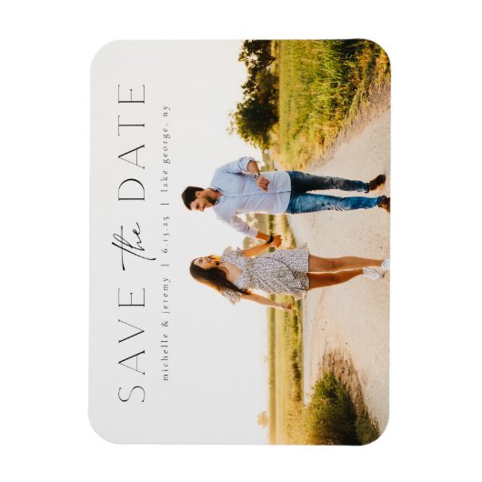 シンプルモダンPhoto Save the Date Thin Magnet マグネット (縦)