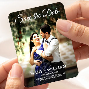 シンプルモダンphoto script日付を保存結婚する マグネット