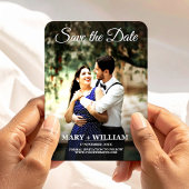 シンプルモダンphoto script日付を保存結婚する マグネット