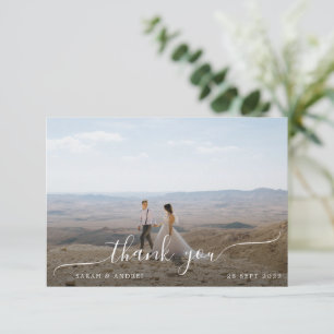シンプルモダンPhoto Script Boho縁ど 結婚s サンキューカード