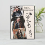 シンプルモダンPhoto Stripsベージュ卒業 案内状 (スタンド正面)