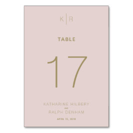 シンプルモダンPink Beigeの結婚テーブル番号カード テーブルナンバー