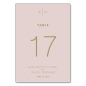 シンプルモダンPink Beigeの結婚テーブル番号カード テーブルナンバー (裏面)